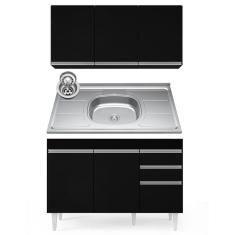 Imagem de Armário Aéreo E Balcão Com Pia 120Cm Michigan Preto