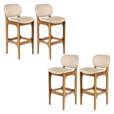 Imagem de Kit 4 Banquetas Alta para Bancada 50 x 104 Cm Decor Madeira Maciça Imb