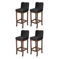 Imagem de Kit 4 Banquetas Alta para Cozinha Americana Turim Madeira Capuccino Suede CCS
