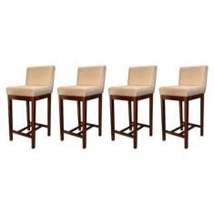 Imagem de Kit 4 Banquetas Estofadas Média Moderna Lisboa Madeira Capuccino Suede Bege CCS