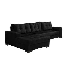 Imagem de Sofá 5 Lugares Dijon Com Chaise Esquerdo E Entrada Usb Suede Preto