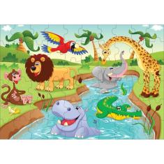 Imagem de Quebra-cabeca cartonado festa dos animais 60PCS ggb plast