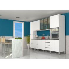 Imagem de Cozinha Modulada Compacta 6 Peças sem Tampo de 120 Branco Vidro Reflecta Pérola Luciane Móveis
