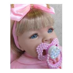 Imagem de Boneca Tipo Reborn Bebê Realista + Kit Acessórios 13 Itens - Cegonha R