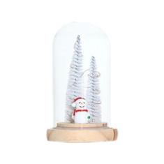 Imagem de Eforcase Árvore de Natal em cúpula de vidro – Árvore de Natal em miniatura de mesa – Árvore de Natal artificial de mesa com luzes em cúpula de vidro para decoração de mesa de Natal