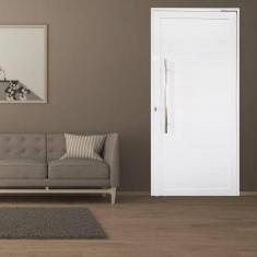 Imagem de Porta Pivotante de Alumínio 210 x 100cm com Puxador Linha 30 Esquerda Esquadrias Bergame Branco