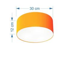 Imagem de Plafon Cilíndrico Md-3010 Cúpula Em Tecido 30X12cm Laranja - Bivolt