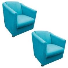 Imagem de Kit 02 Poltronas Decorativa Bia Suede Turquesa