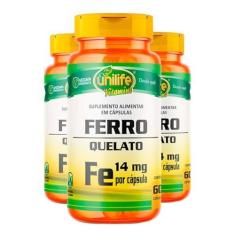 Imagem de Ferro Quelato 500mg Unilife 60 Cápsulas 3un