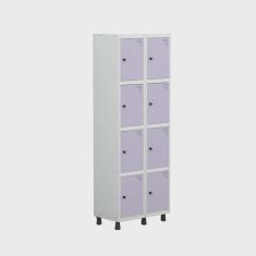 Imagem de Armário Locker Guarda-roupa 8 Portas Aço Grp 502/8 Branco/Lilás