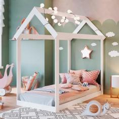 Imagem de Cama Casinha Com Colchão Infantil Montessoriana Branco Mavie Shop JM