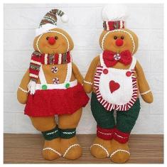 Imagem de Decoração Dupla Bonecos Natal Ginger Biscoito Natalino 46cm
