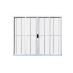 Imagem de Janela 4 Folhas De Correr c/ Grade 1.00 X 1.20 Alumínio Branco Linha Modular - Hale