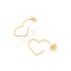 Imagem de Brinco Rommanel Banhado Ouro Pequena Argola De Coração 526613