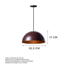 Imagem de Lustre Pendente Meia Lua Marrom 30Cm - Kit 2 Unidades