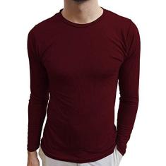 Imagem de Camiseta Masculina Básica Gola Redonda Manga Longa cor:-escuro;tamanho:gg