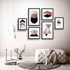 Imagem de Conjunto Kit 6 Quadros Decorativos Rose Gold Texturizado