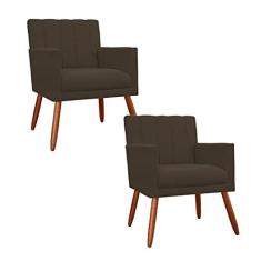 Imagem de Combo 2 Poltronas Decorativa Para Consultório Escritório Cecília Suede Marrom - DL DECOR