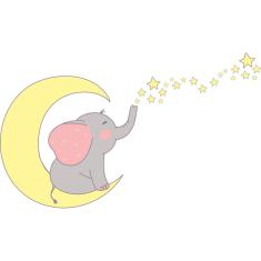 Imagem de Adesivo De Parede Infantil Elefante Com Estrelas