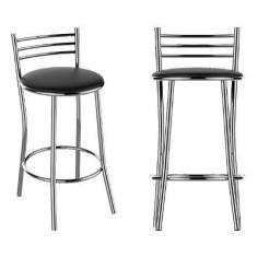 Imagem de Banqueta Cozinha Cromada Redonda Veneza Baixa 50cm - Flape - 1 Unidade