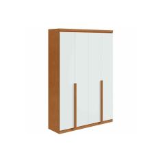 Imagem de Guarda Roupa Solteiro 4 Portas E 2 Gavetas Alonzo Plus Amendoa Branco Lopas