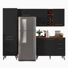 Imagem de Armário De Cozinha Completa Com Adega 7 Portas 3 Gavetas Favorita Preto/nature