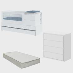 Imagem de Berço Multifuncional com Cama Auxiliar Sol e Mar com Colchão e Comoda