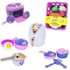 Imagem de Kit Menina Infantil Cozinha  Fogão Panelas  Air Fryer 25Pç - Altimar
