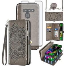 Imagem de Asuwish Capa de telefone para LG G8 ThinQ Carteira com zíper destacável capa celular com protetor de tela de vidro temperado alça transversal porta cartão flor LGG8 Thin Q G 8 LG8 G8thinq LGG8thinq 8G