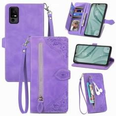 Imagem de Furiet Capa carteira compatível com TCL 40 XE 5G / 40X 5G com alça de pulso couro flip suporte para cartão de crédito bolsa fólio acessórios para celular capa para celular para mulheres TCL40XE 40XE