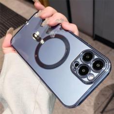 Imagem de Capa luxuosa de carregamento magnético transparente sem fio para iPhone 14 13 12 11 Pro Max X XR XS 8 Plus Capa de silicone macio, Sierra Blue, para iPhone 11 Pro