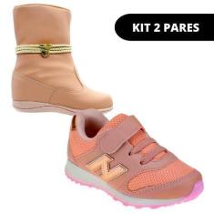 Imagem de Kit 2 Pares Tênis e Botinha Feminina Infantil Menina Escolar - Club Ha