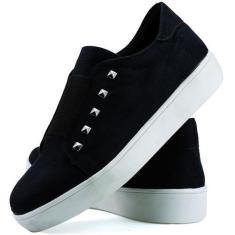 Imagem de Tênis Elástico Preto Feminino Salto Plataforma  Social Esportivo Solad