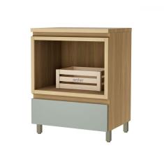 Imagem de Balcão de Cozinha 70 Cm 1 Gaveta com Caixa Organizadora Natural/Verde - Nesher