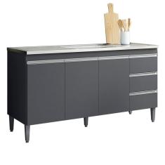 Imagem de Balcao Para Pia 155 Cm 3 Portas Andreia Cinza Reajl Cinza