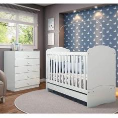 Imagem de Quarto de Bebê Completo com Berço Mini Cama e Cômoda Faz de Conta Espresso Móveis Branco