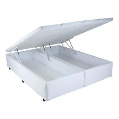 Imagem de Cama Box Baú Queen Size Mega Tecido Branco - 158X198 - Mega Colchões