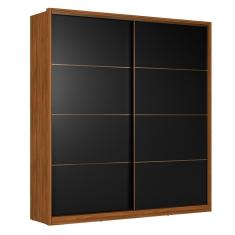 Imagem de Guarda Roupa Casal Belga 2 Portas Deslizantes Flex Nogueira-preto Prime Tx - Demartêz Nogueira-preto Prime