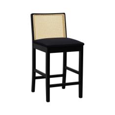 Imagem de Banqueta Média Pérola Madeira Maciça com Telinha c/ 62cm Altura - Preto