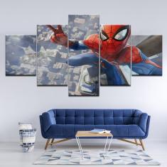 Imagem de Quadro Decorativo Homem Aranha0 5 peças 130x65 cm em tecido