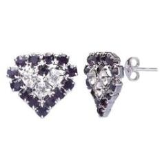 Imagem de Brinco de Coração Com Cristais Roxo Folheado A Metálico