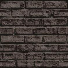 Imagem de Papel De Parede Adesivo Lavável Tijolo 3D Negro 12M
