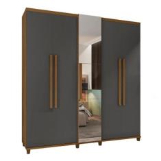Imagem de Guarda-roupa Munique C/espelho Cinamomo/grafite   Rv M veis