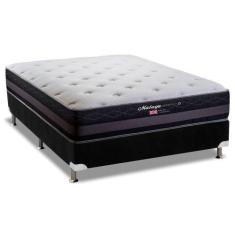 Imagem de Cama Box Casal: Colchão Molas Herval Maxspring Málaga + Base Crc Suede