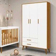 Imagem de Guarda Roupa de Bebê 3 Portas 2 Gavetas Isis Móveis Reller Branco/savana