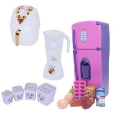 Imagem de Menina Cozinha Infantil Brinquedo Geladeira 16Peças - Altimar