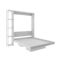 Imagem de Cama De Casal Articulada Com Estante Lateral 178x198cm Branco Tecno Mobili