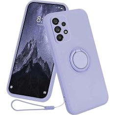 Imagem de Capa de suporte de anel magnético de silicone líquido para Samsung Galaxy A53 5G A33 A23 A13 4G A04S A14 A34 A54 Capa de suporte de alça, roxo claro, para A54 5G