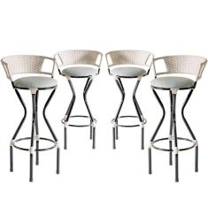 Imagem de Kit 4 Banquetas Assento Estofado Para Balcão Creme/cinza