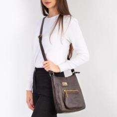 Imagem de Bolsa tiracolo grande em couro liso Denise-Feminino